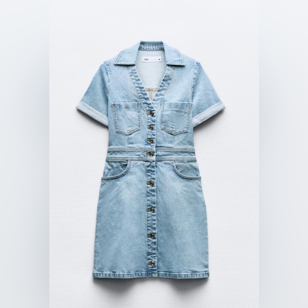 Ladies Zara Light Blue Z1975 Denim Mini Dress